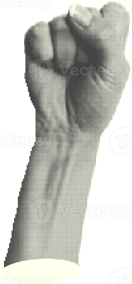 Set of halftone statue hands Trendy creative collage elements showing gestures counting from zero to five isolated yellow background Cut magazine style Contemporary Modern design Vector illustration png