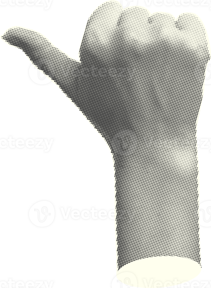 Set of halftone statue hands Trendy creative collage elements showing gestures counting from zero to five isolated yellow background Cut magazine style Contemporary Modern design Vector illustration png