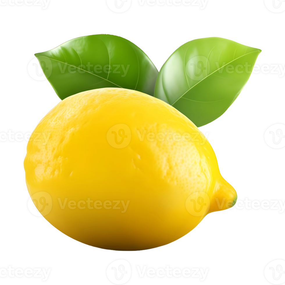 AI generated 3D Rendering of a Yellow Lemon on Transparent Background - Ai Generated png