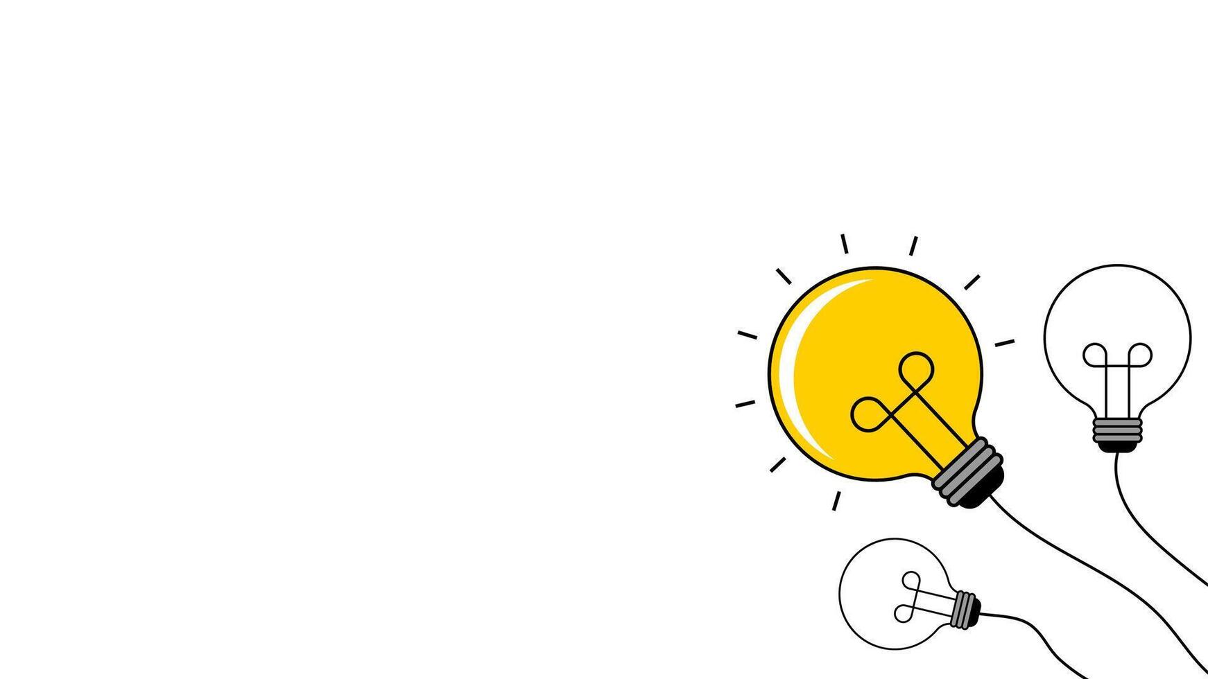 Light bulb icon on white background with copy space. Idea concept. Vector illustration.