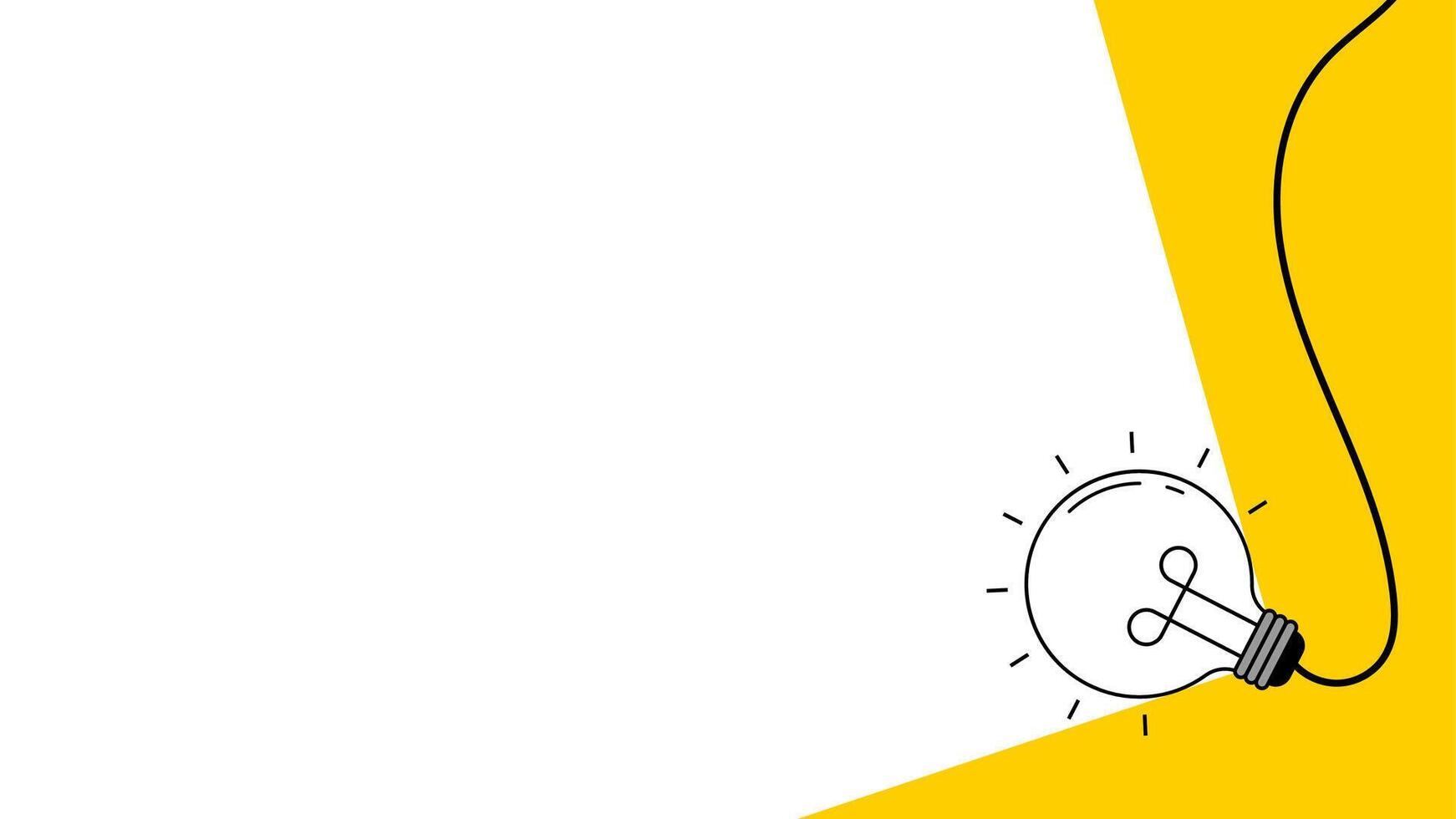 Idea concept with light bulb on yellow background. Vector illustration.