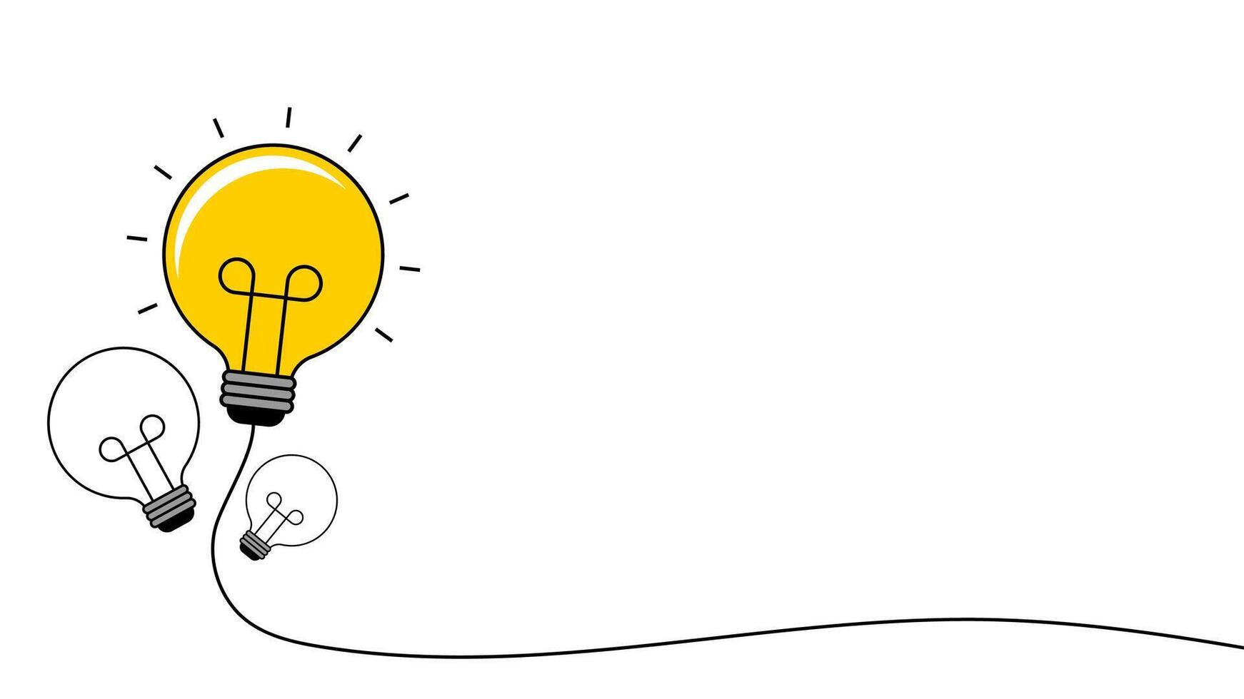 Light bulb drawn on a white background. Idea concept. Vector illustration