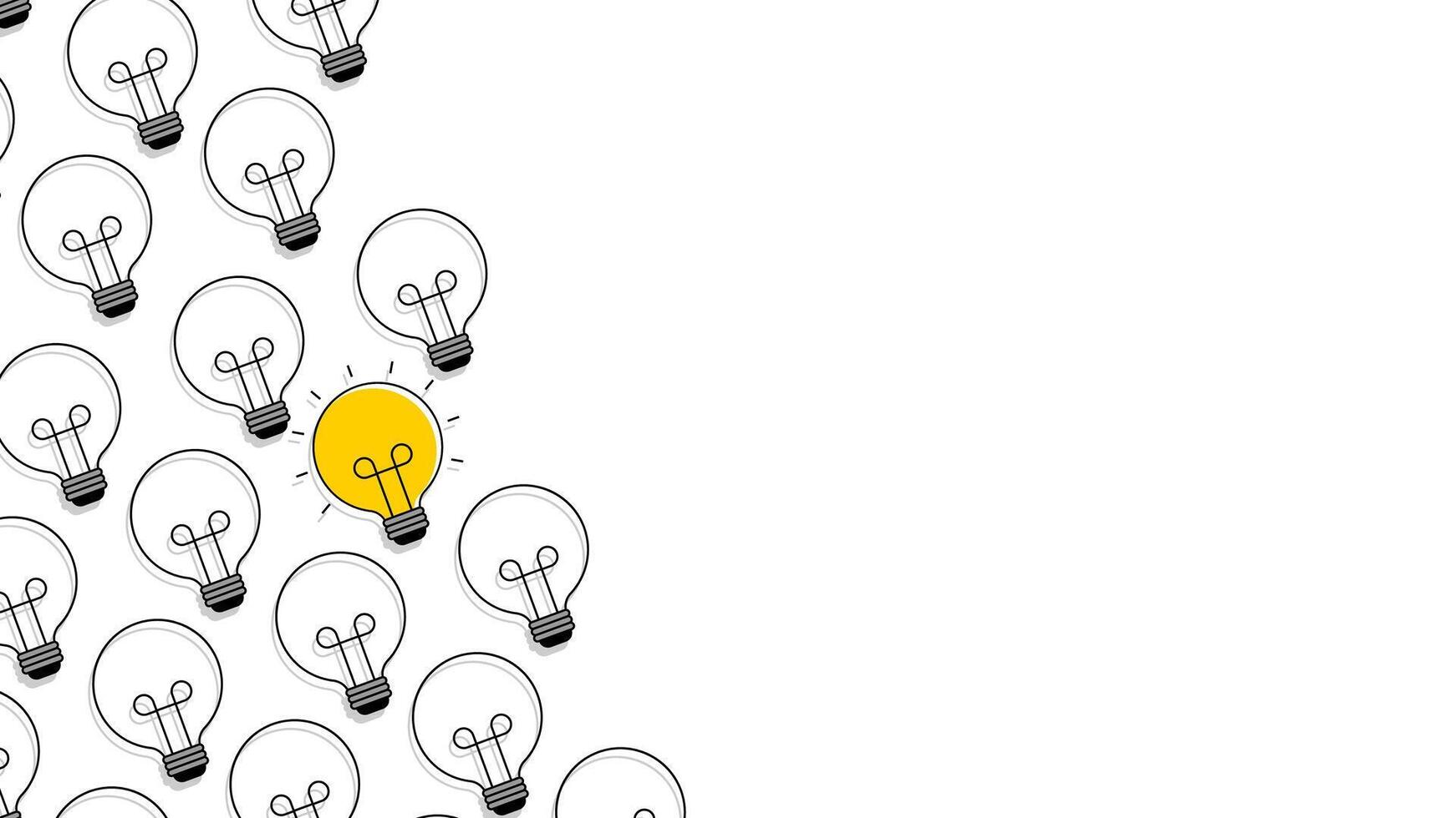 Idea concept with outstanding light bulbs on white background. Vector illustration.