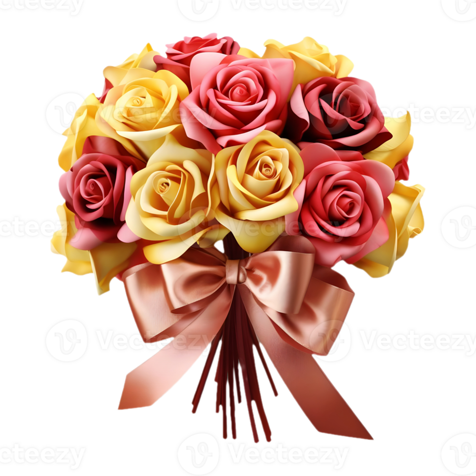AI generated 3D Rendering of a Bunch of Colorful Flowers For Gift on Transparent Background - Ai Generated png