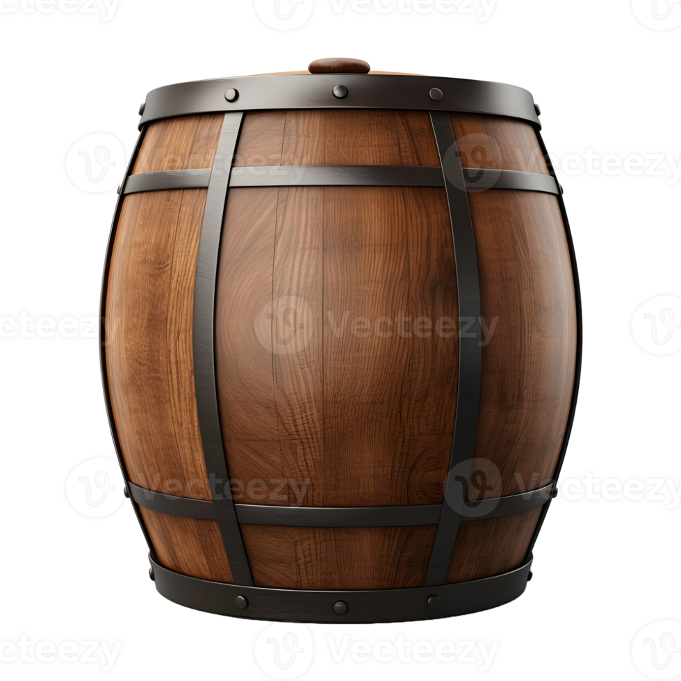 AI generated 3D Rendering of a Wine Wooden Drum on Transparent Background - Ai Generated png