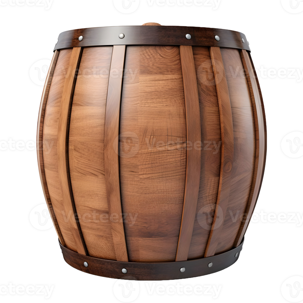 AI generated 3D Rendering of a Wine Wooden Drum on Transparent Background - Ai Generated png