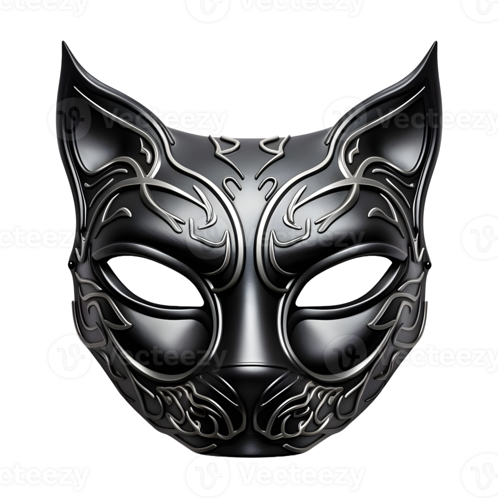 AI generated 3D Rendering of a Black Cat Mask on Transparent Background - Ai Generated png