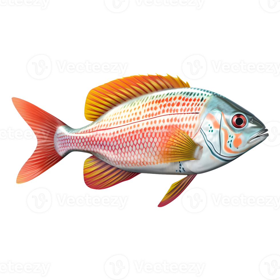 AI generated 3D Rendering of a Beautiful Colorful Ocean Fish on Transparent Background - Ai Generated png