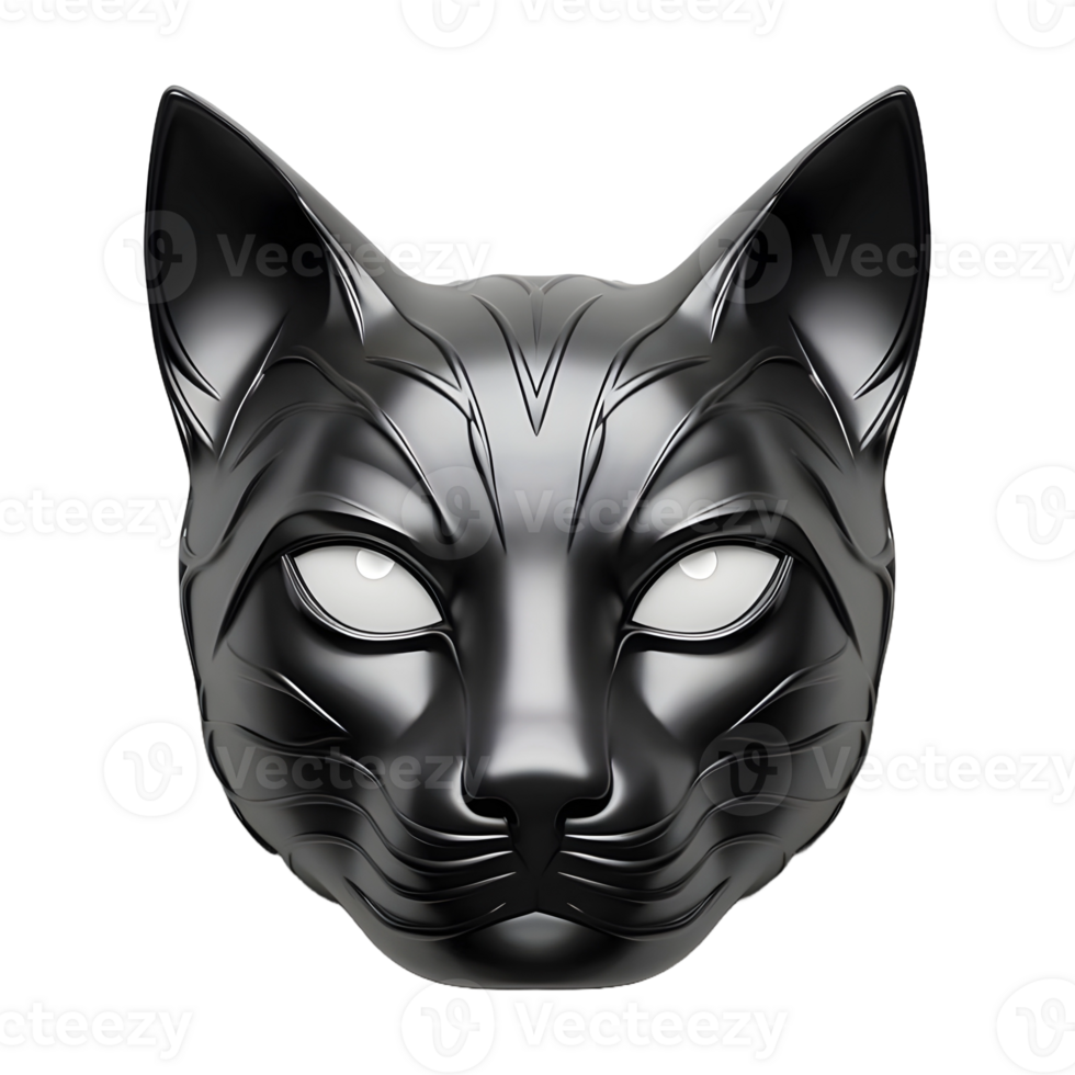 AI generated 3D Rendering of a Black Cat Mask on Transparent Background - Ai Generated png