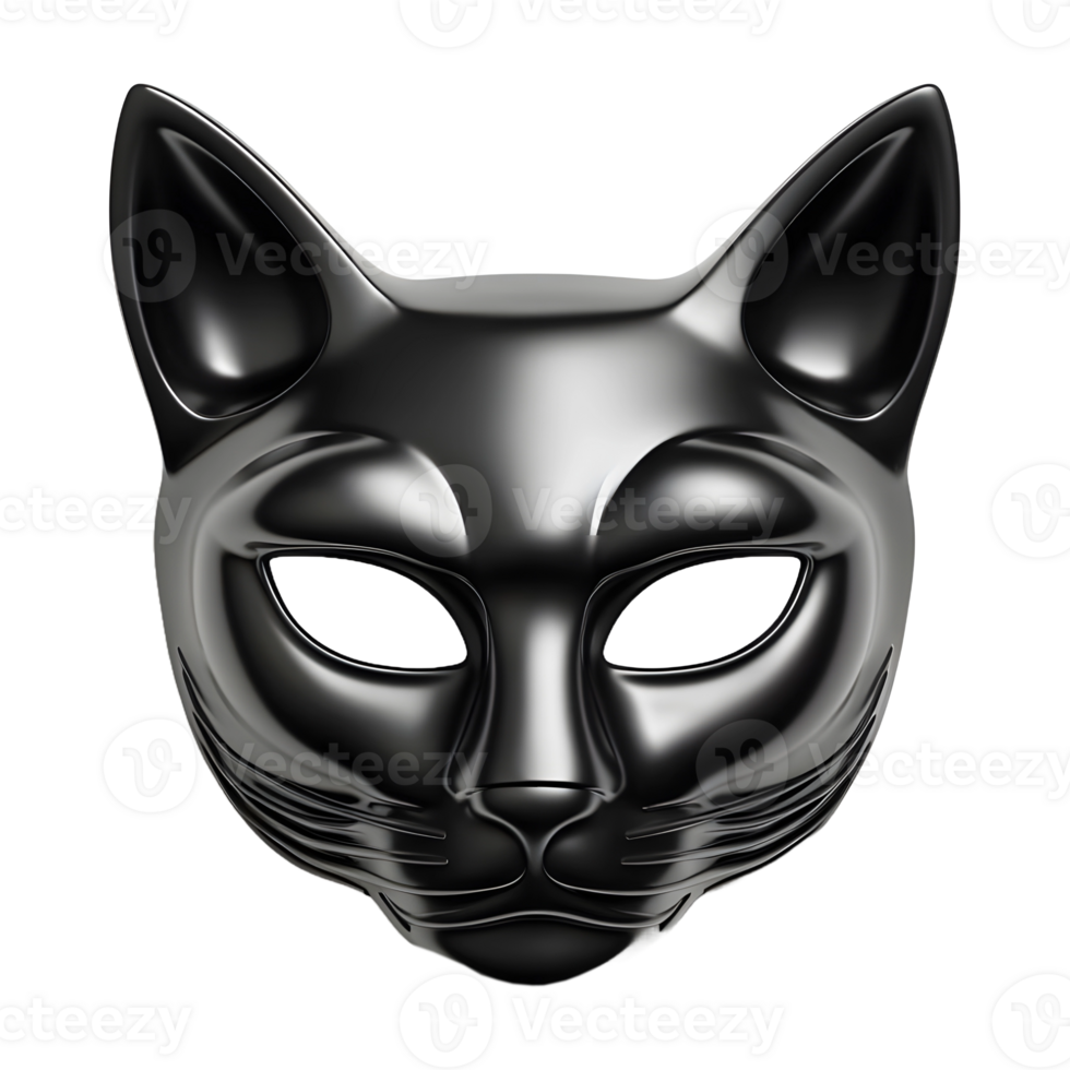 AI generated 3D Rendering of a Black Cat Mask on Transparent Background - Ai Generated png