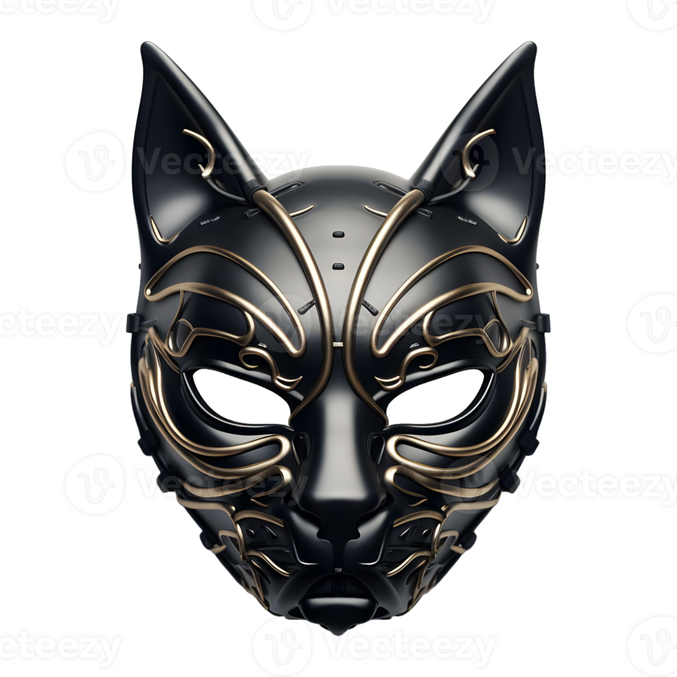 AI generated 3D Rendering of a Black Cat Mask on Transparent Background - Ai Generated png