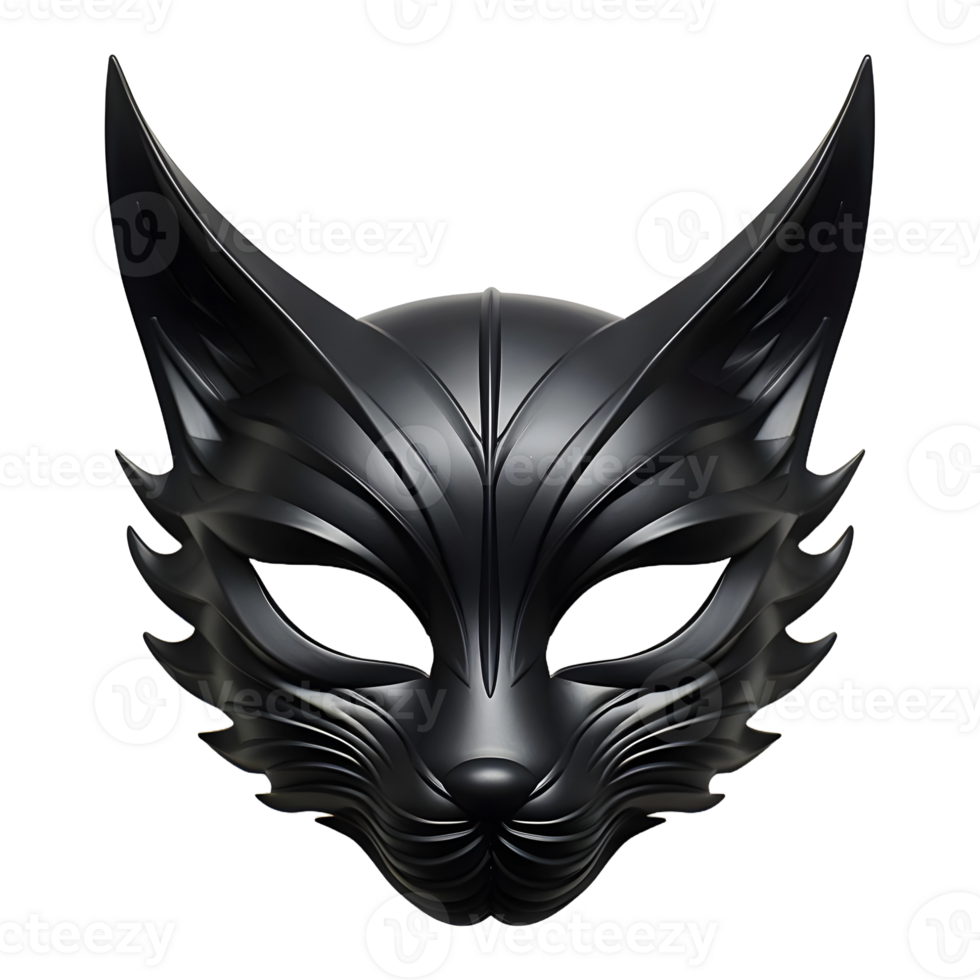 AI generated 3D Rendering of a Black Cat Mask on Transparent Background - Ai Generated png