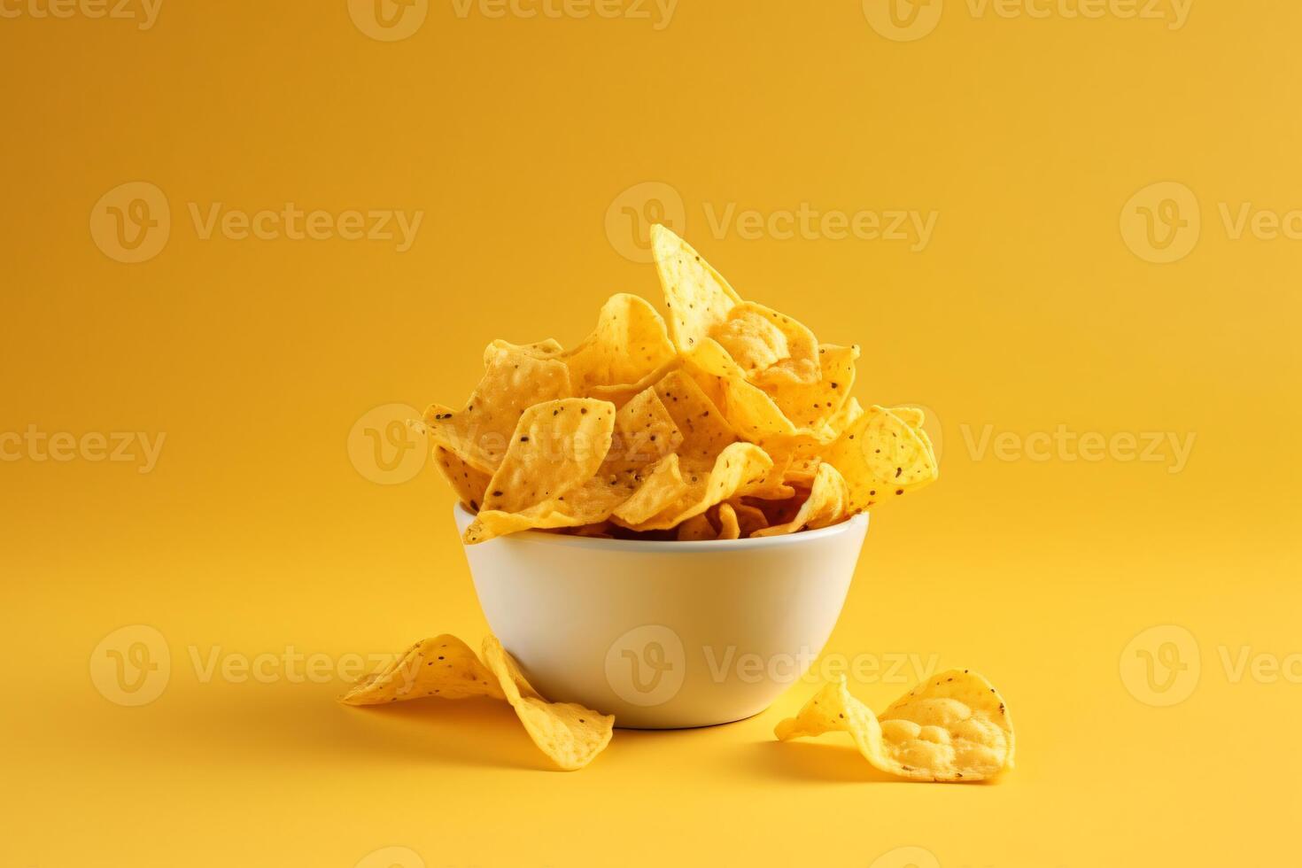 AI generated nacho in cup of garnish copy space concept generative AI photo