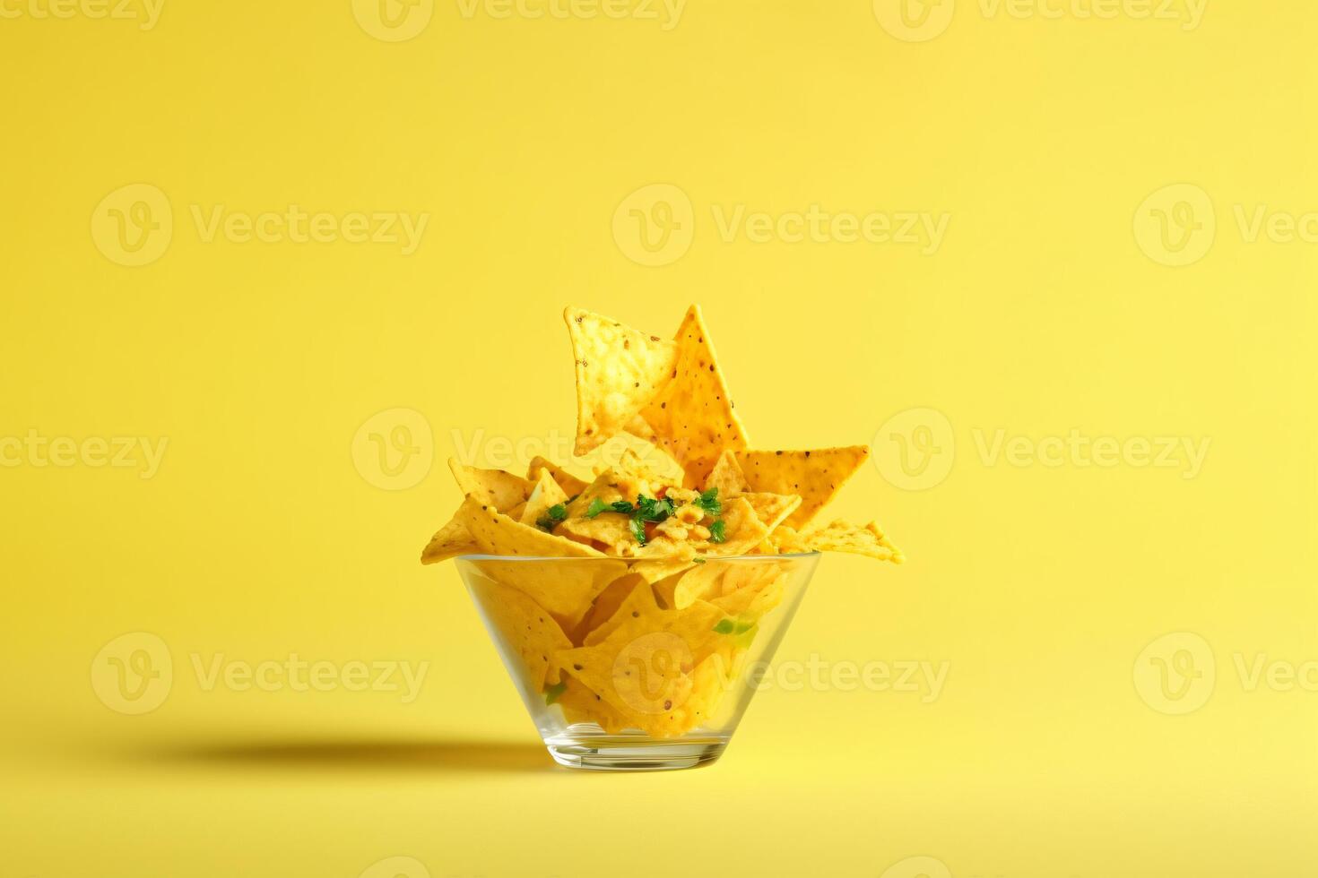 AI generated nacho in cup of garnish copy space concept generative AI photo