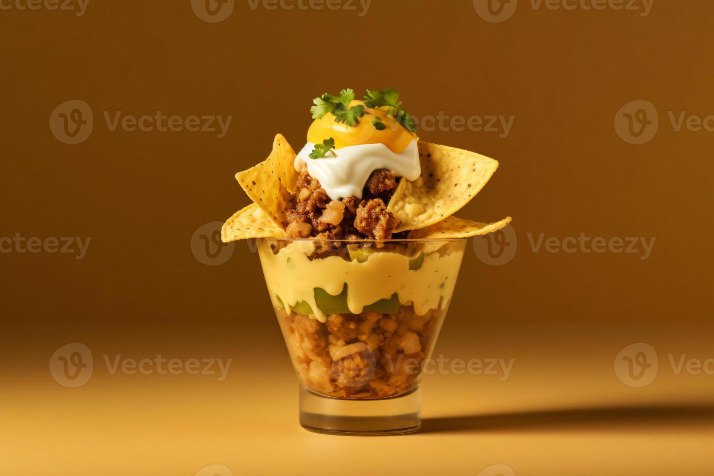 AI generated nacho in cup of garnish copy space concept generative AI photo