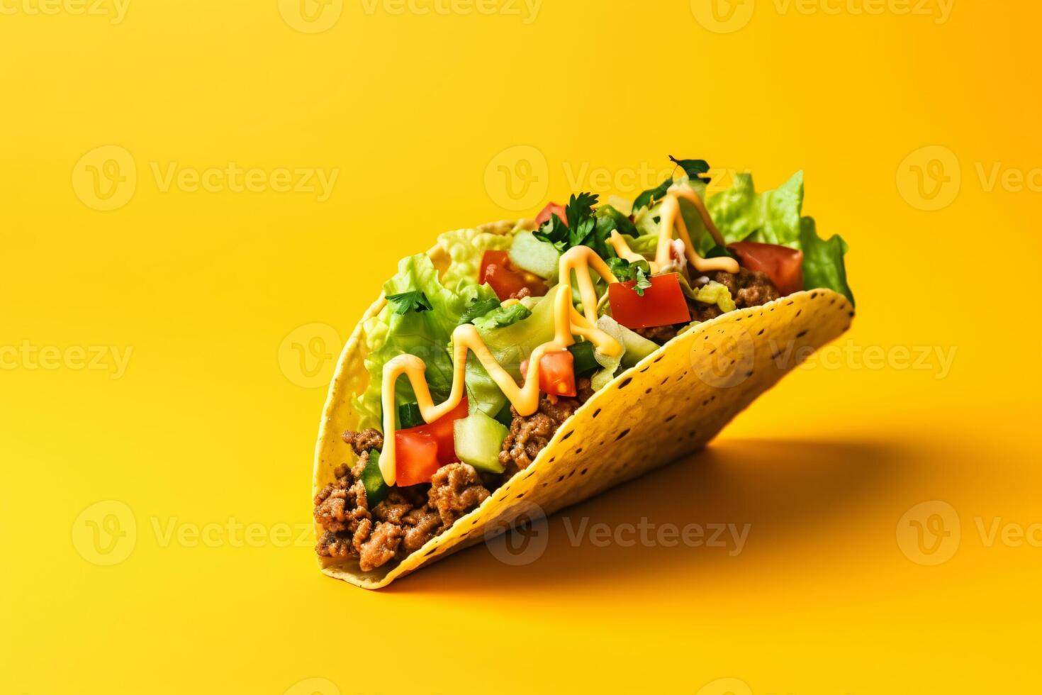 AI generated Traditional mexican tacos with meat and vegetables Generative AI photo