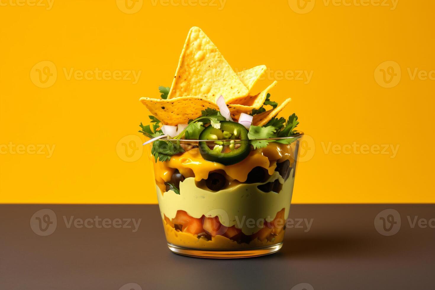 AI generated nacho in cup of garnish copy space concept generative AI photo