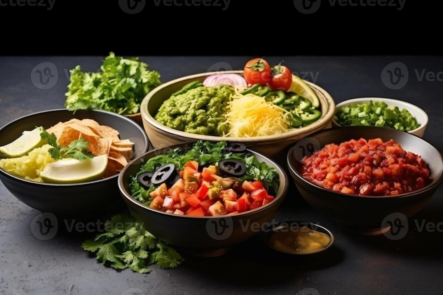 AI generated Complete mexican food composition copy space concept generative AI photo