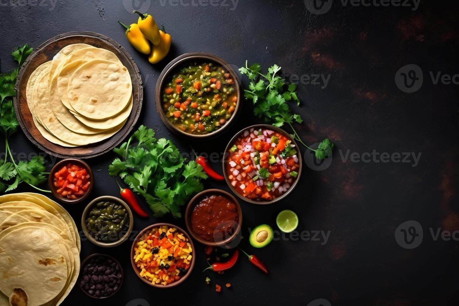 ai generado completar mexicano comida composición Copiar espacio concepto generativo ai foto