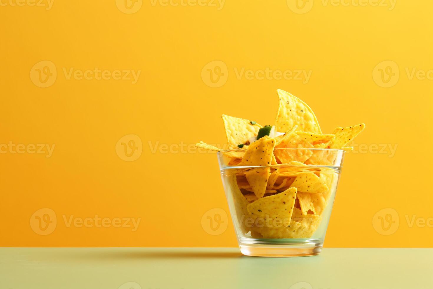 AI generated nacho in cup of garnish copy space concept generative AI photo