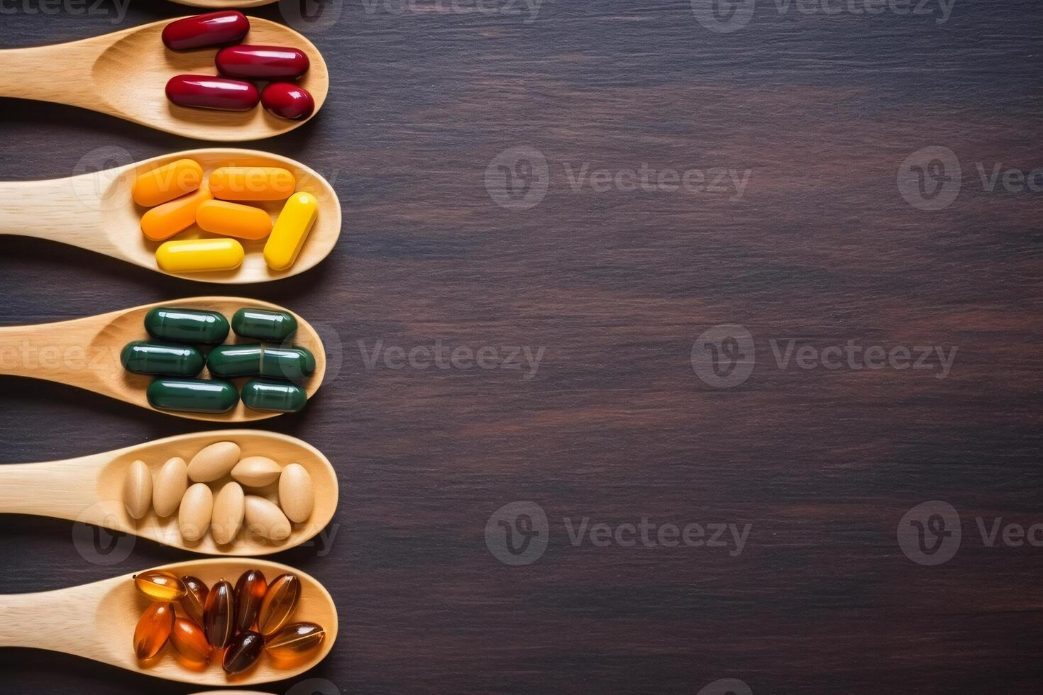 AI generated top view of antioxidants vitamin pills drug capsule generative AI photo