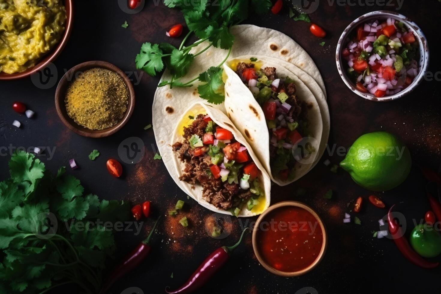 AI generated Complete mexican food composition copy space concept generative AI photo