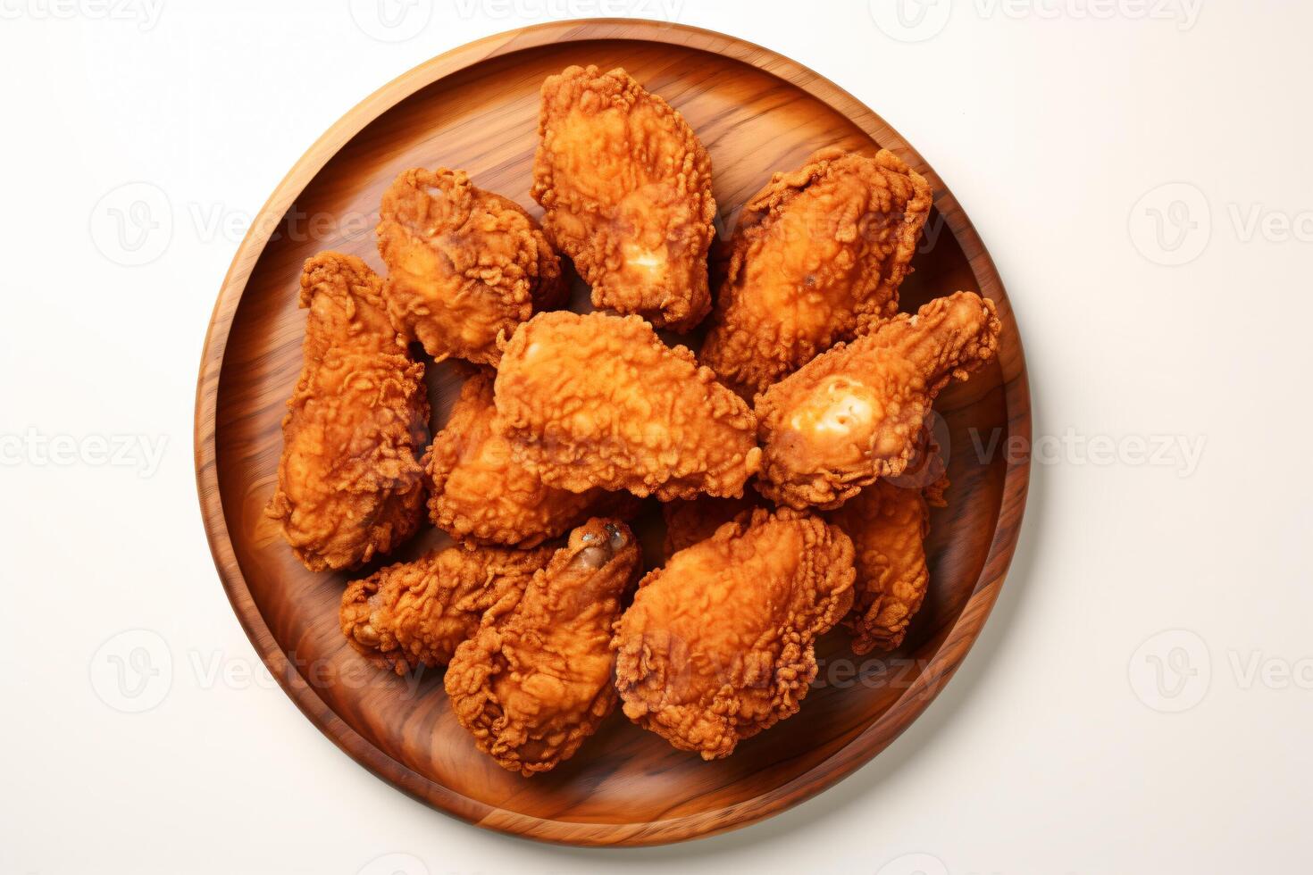 AI generated Delicious fried chicken on plate copy space concept Generative AI photo
