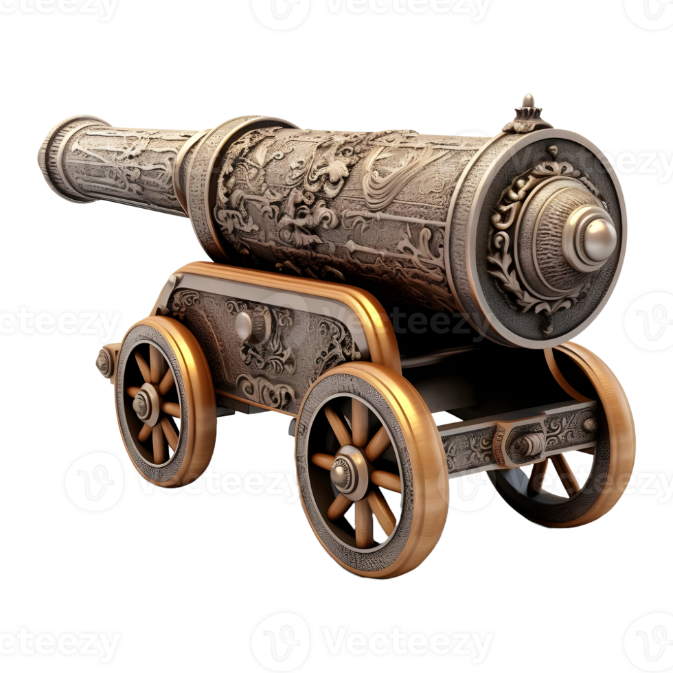 AI generated 3D Rendering of a War Cannon on Transparent Background - Ai Generated png