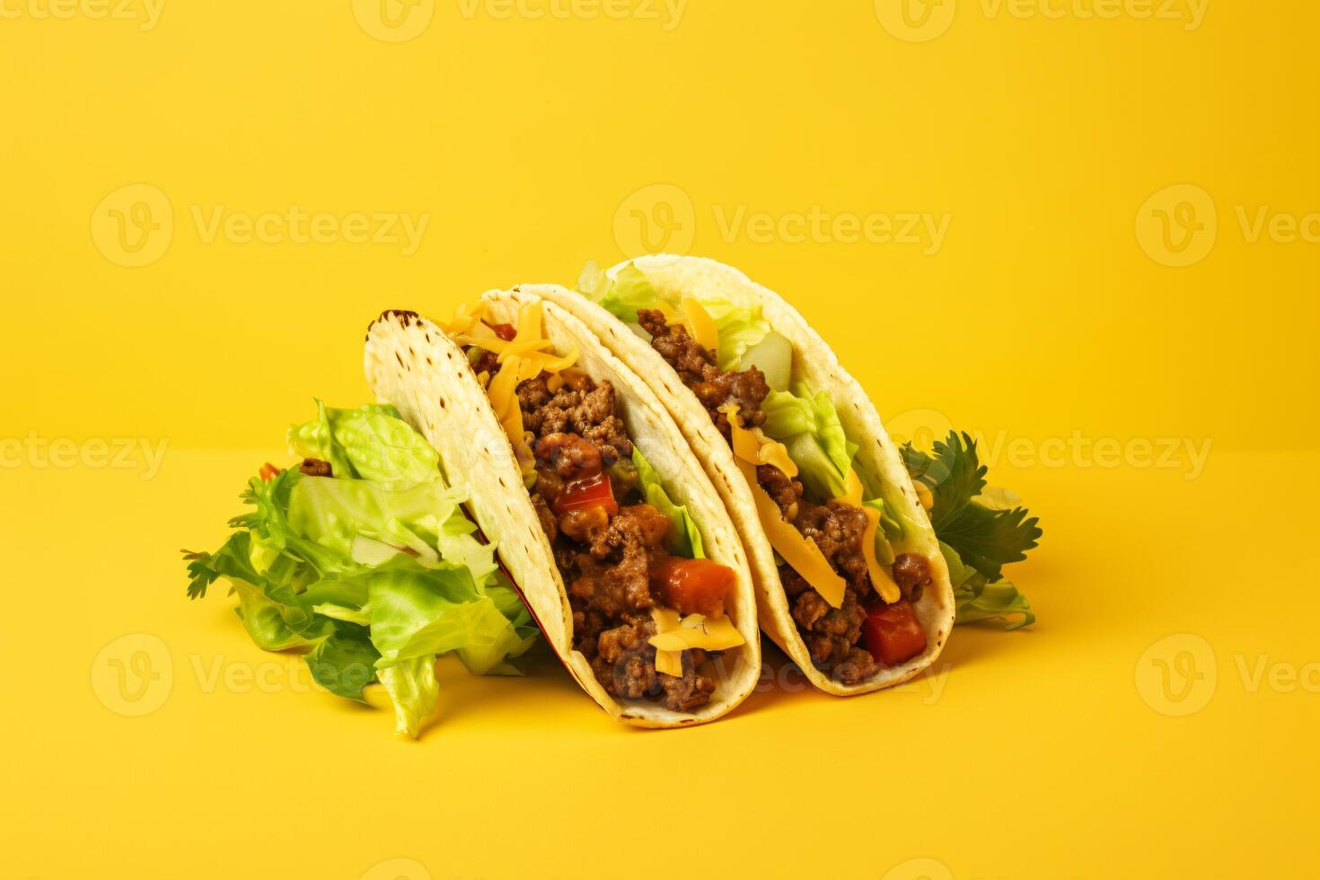 AI generated Traditional mexican tacos with meat and vegetables Generative AI photo