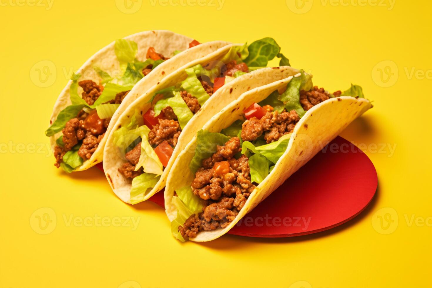 AI generated Traditional mexican tacos with meat and vegetables Generative AI photo