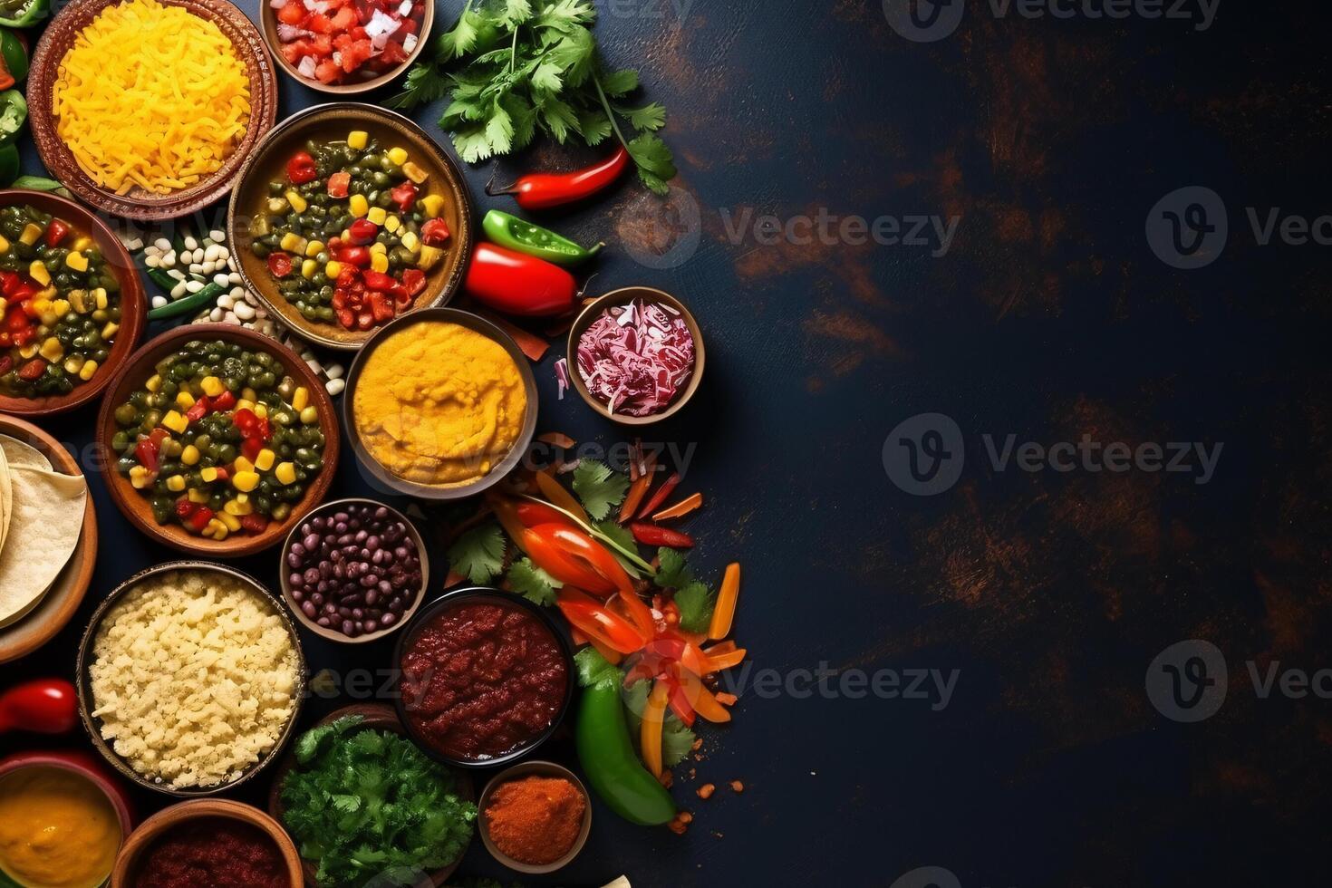 AI generated Complete mexican food composition copy space concept generative AI photo