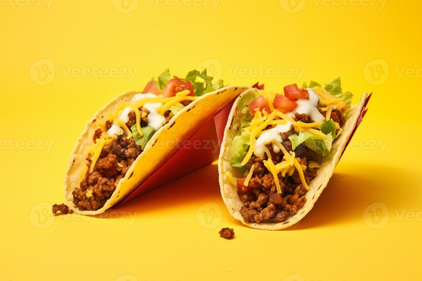 AI generated Traditional mexican tacos with meat and vegetables Generative AI photo
