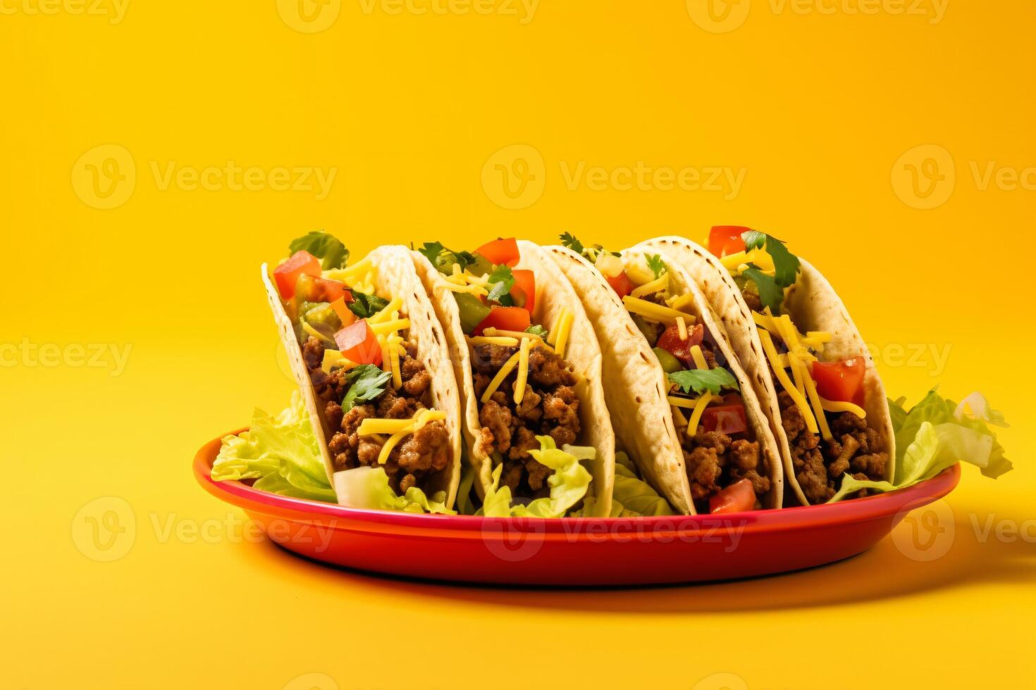 AI generated Traditional mexican tacos with meat and vegetables Generative AI photo