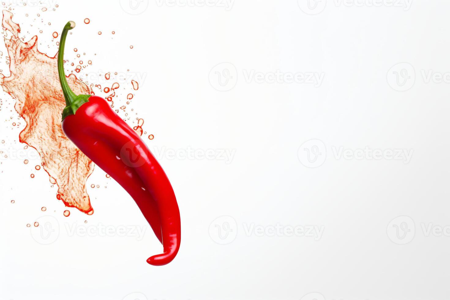 AI generated Red hot pepper levitates on a white background copyspace Generative AI photo