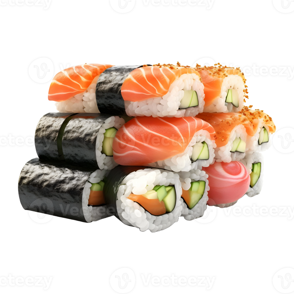 AI generated 3D Rendering of a Famous Japanese Sushi Dish on Transparent Background - Ai Generated png
