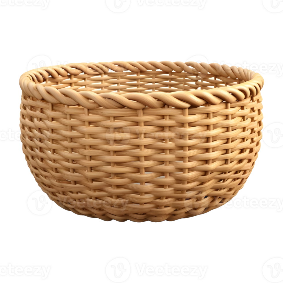 AI generated 3D Rendering of a Empty Fruit Basket on Transparent Background - Ai Generated png