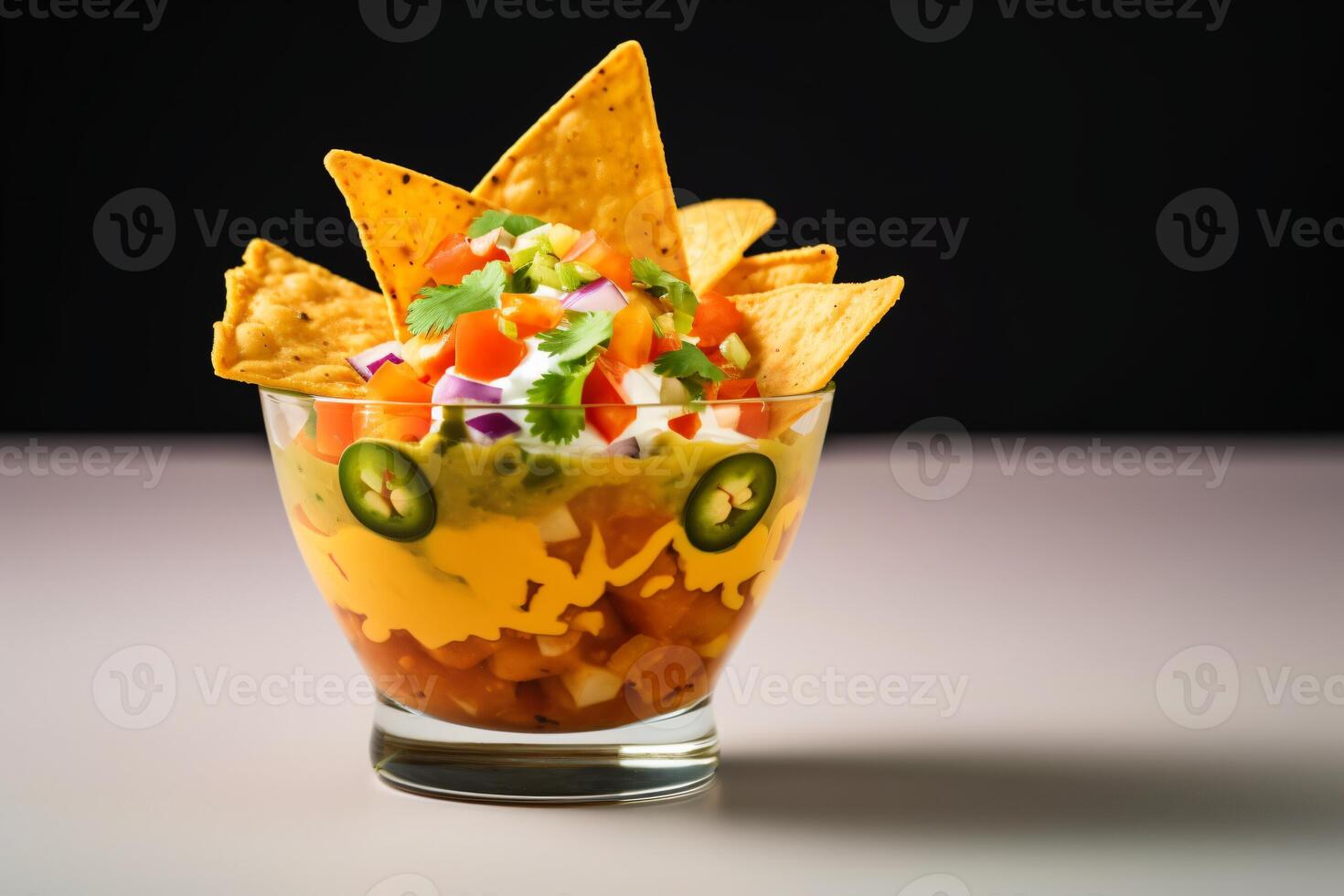 AI generated nacho in cup of garnish copy space concept generative AI photo
