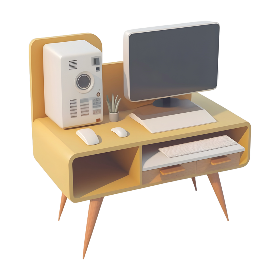 AI generated 3D Rendering of a Computer Cartoon on Transparent Background - Ai Generated png