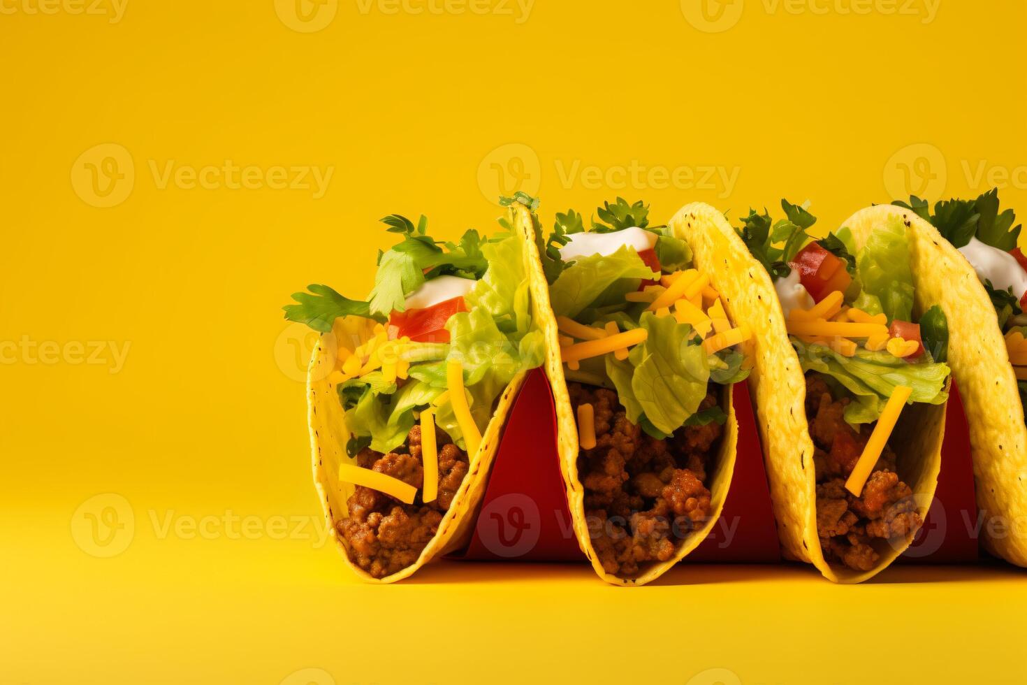 AI generated Traditional mexican tacos with meat and vegetables Generative AI photo