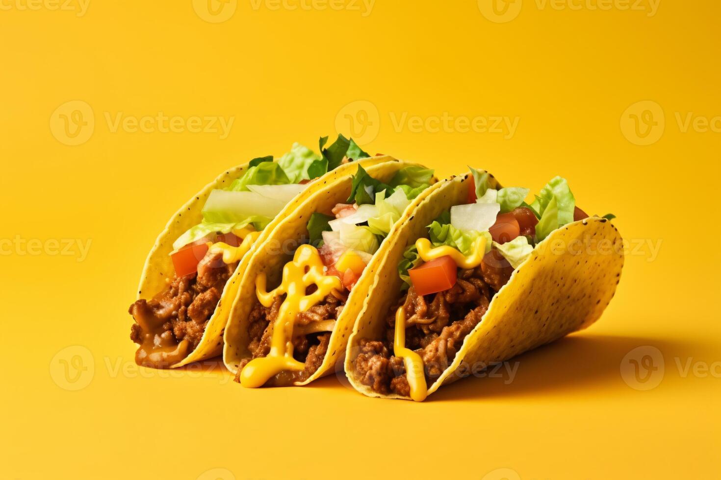 AI generated Traditional mexican tacos with meat and vegetables Generative AI photo