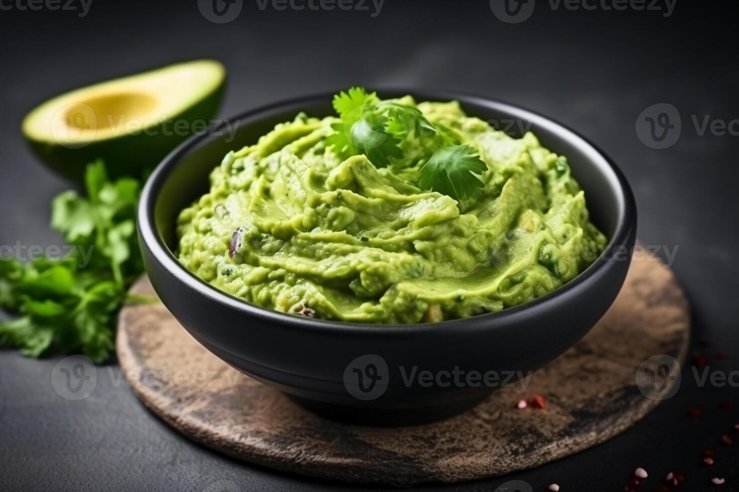AI generated High angle tasty guacamole in bowl copy space concept Generate AI photo