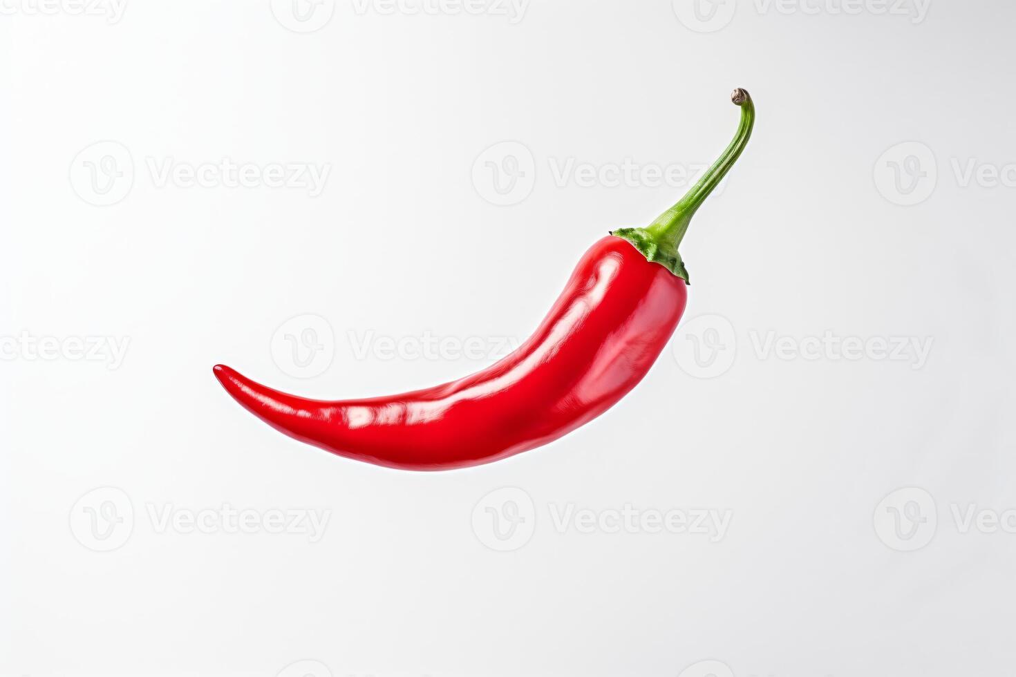 AI generated Red hot pepper levitates on a white background copyspace Generative AI photo