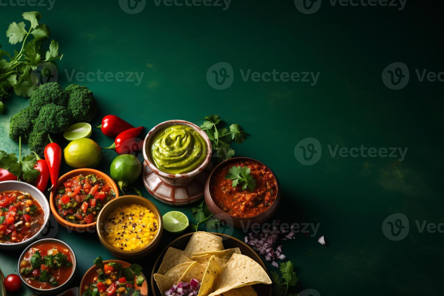 AI generated Complete mexican food composition copy space concept generative AI photo