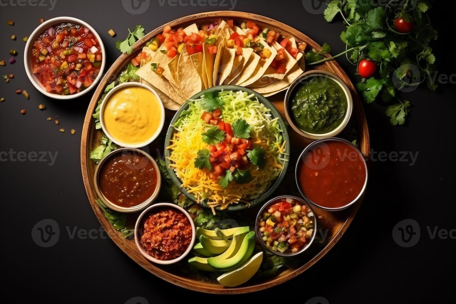 AI generated Complete mexican food composition copy space concept generative AI photo