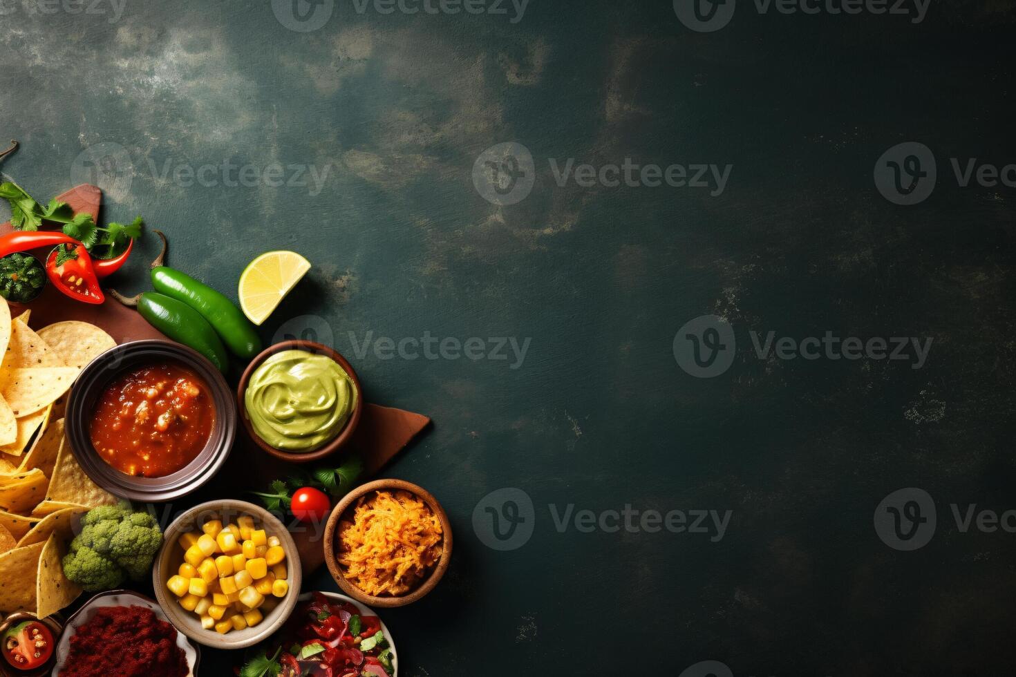 AI generated Complete mexican food composition copy space concept generative AI photo