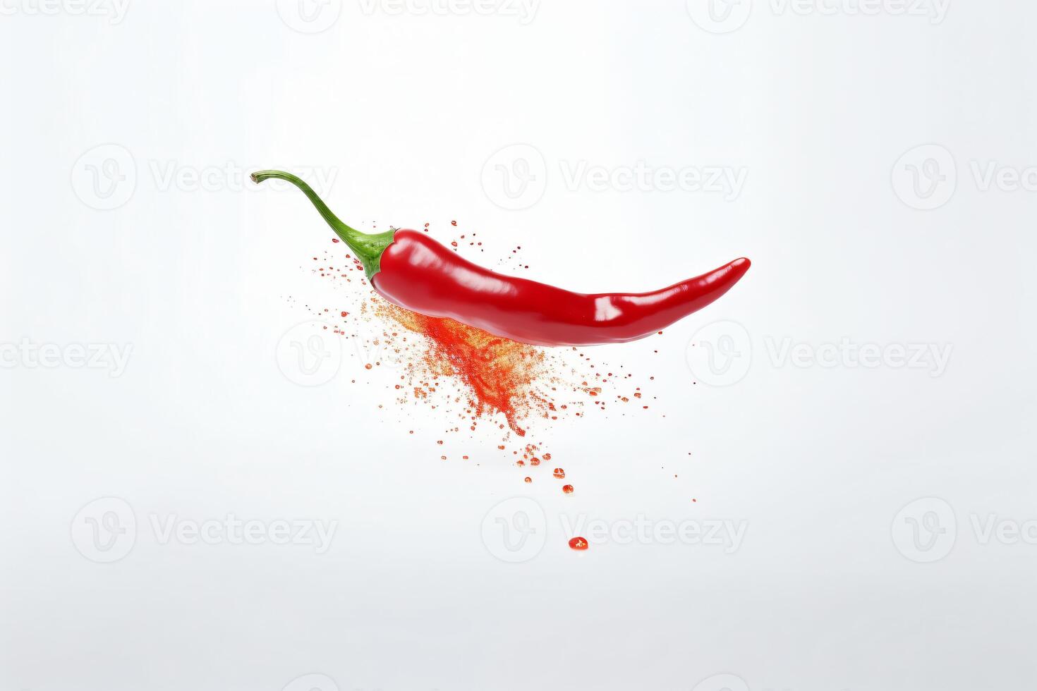 AI generated Red hot pepper levitates on a white background copyspace Generative AI photo