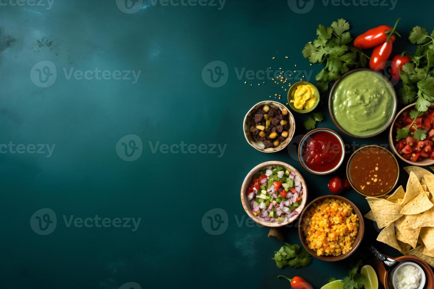 AI generated Complete mexican food composition copy space concept generative AI photo