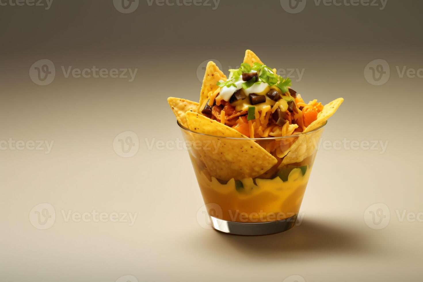AI generated nacho in cup of garnish copy space concept generative AI photo