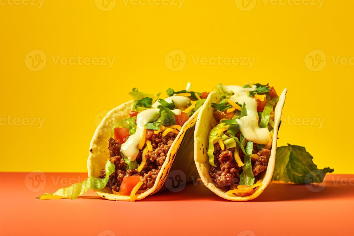 AI generated Traditional mexican tacos with meat and vegetables Generative AI photo