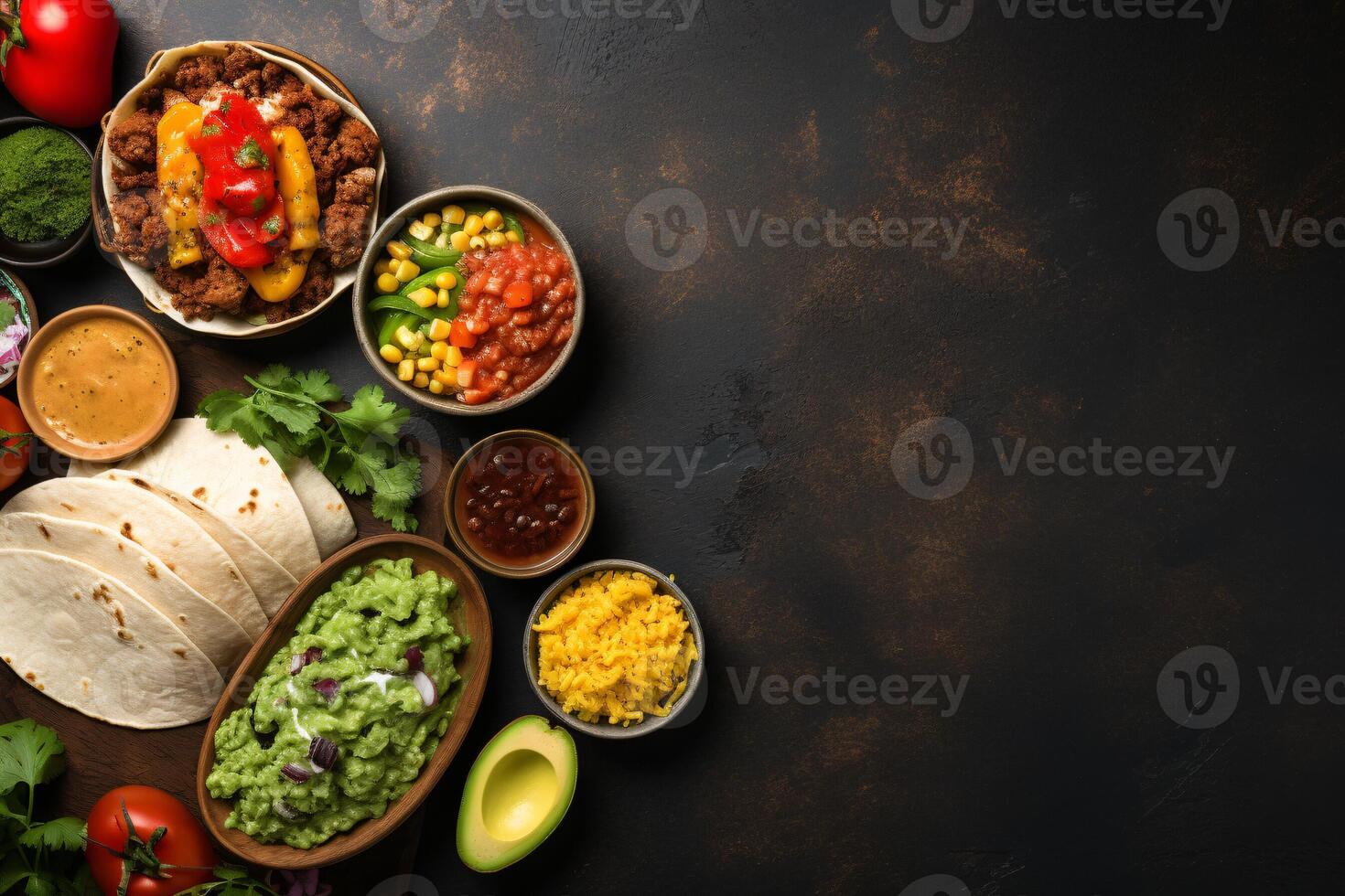 AI generated Complete mexican food composition copy space concept generative AI photo